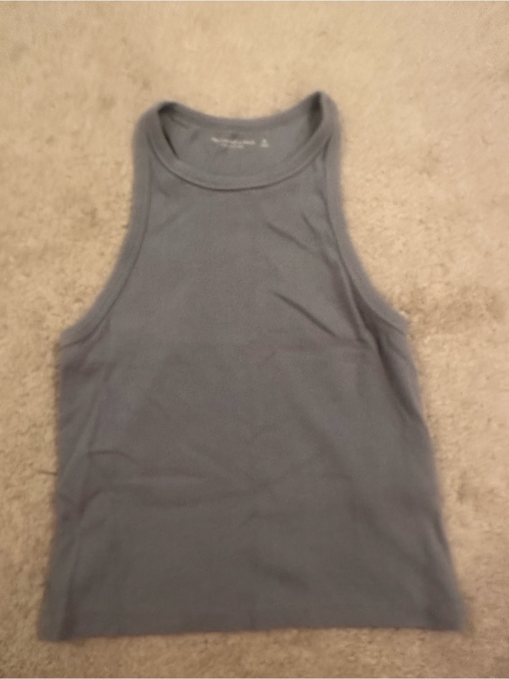 Abercrombie & Fitch Ribbed High-Neck Tank - Slate Blue